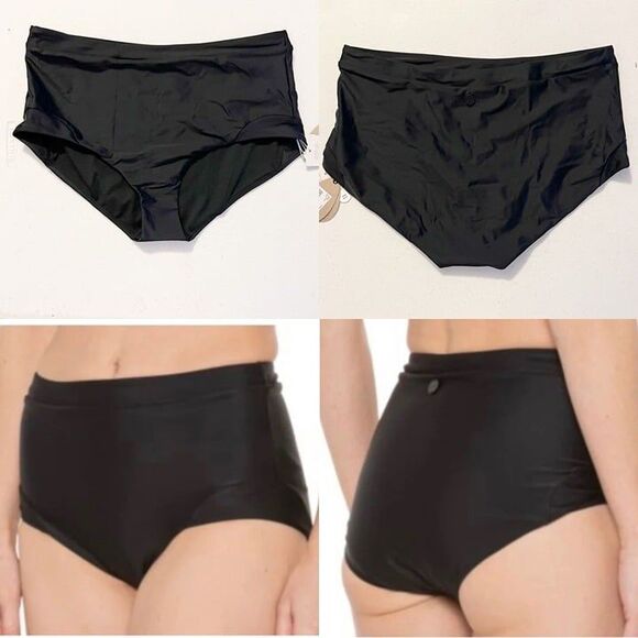 PrAna NWT Sz XL Black Milan High Waist Bikini Bottom - Picture 1 of 7